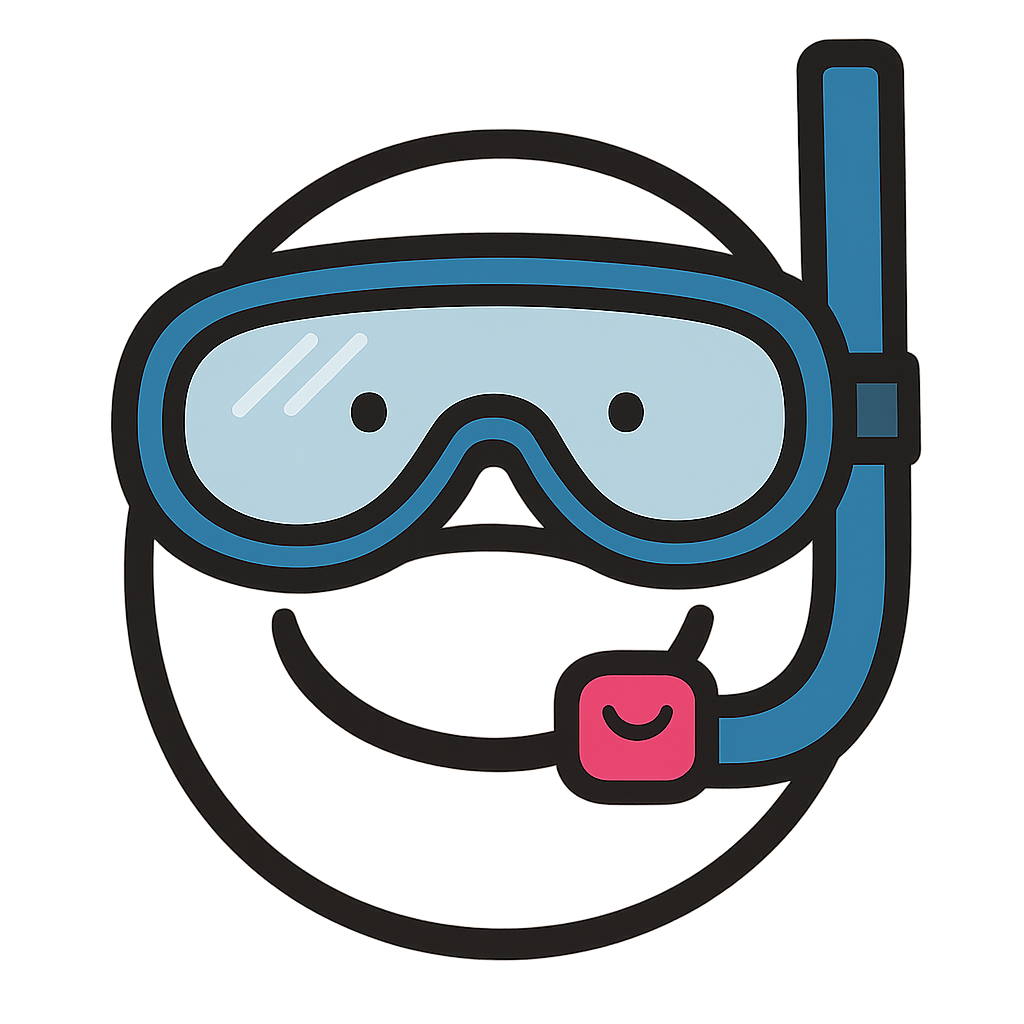 Chip reimagined as: scuba diver with a snorkel mask